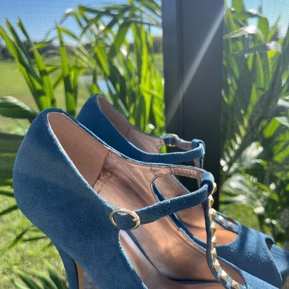 Steve Madden Blue Open Toe Heels - Picture 9 of 13